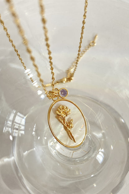 14K gold plated pendant necklaces with feminine floral design