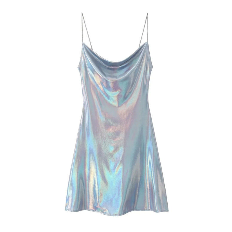 Low Metallic Sling Dress