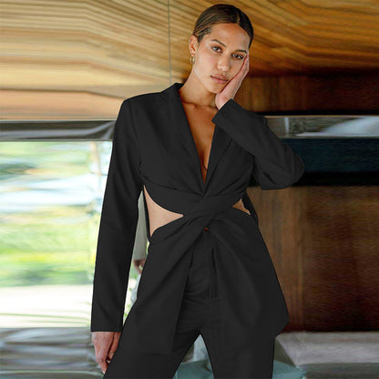 Hollow Twist Front Blazer