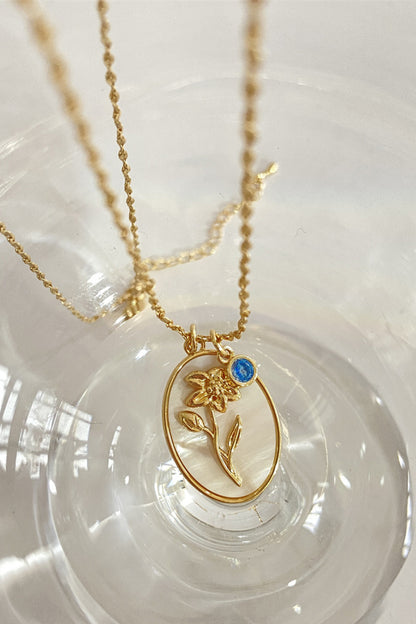 14K gold plated pendant necklaces with feminine floral design