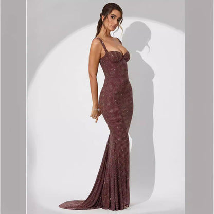 Rhinestone Slim Fit Tight Dress