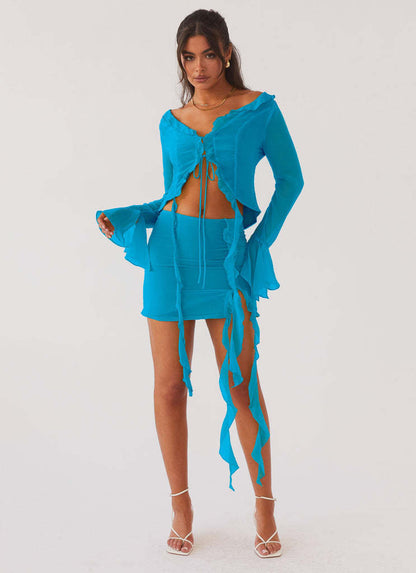 Tassel Ruffled Lace Skirt Set
