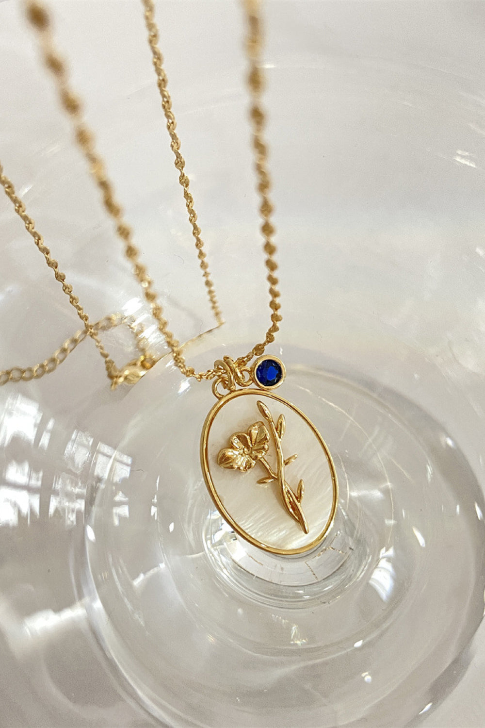 14K gold plated pendant necklaces with feminine floral design