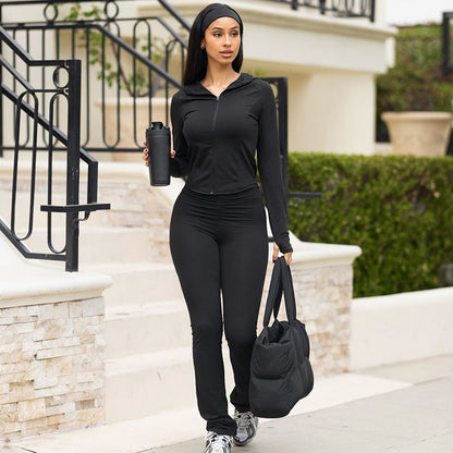 Line Zipper Hooded Set