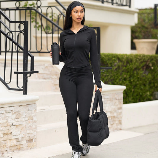 Line Zipper Hooded Set