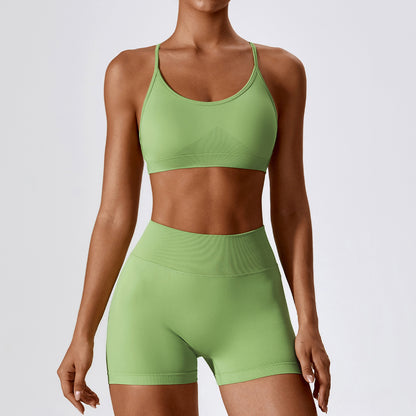 Seamless Strap Back Shorts Set