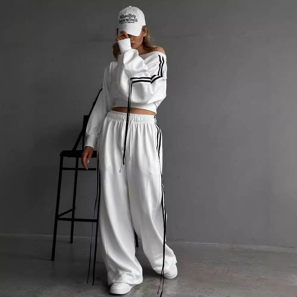 Ribbon Pullover Loose Pant Set