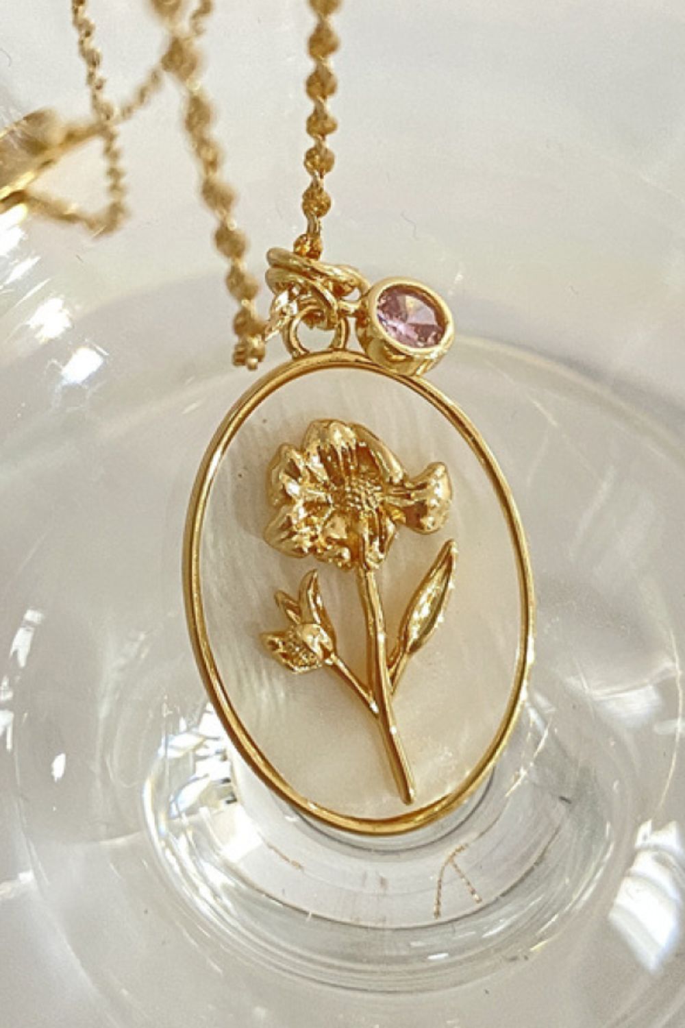 14K gold plated pendant necklaces with feminine floral design
