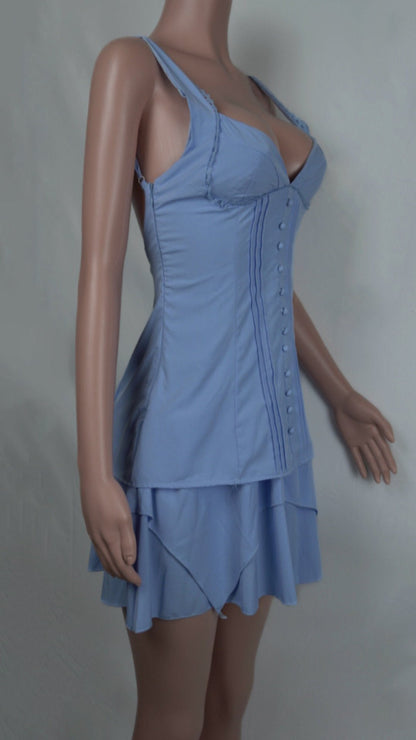 Tight Lace-up Backless Fitted Pleated Dress