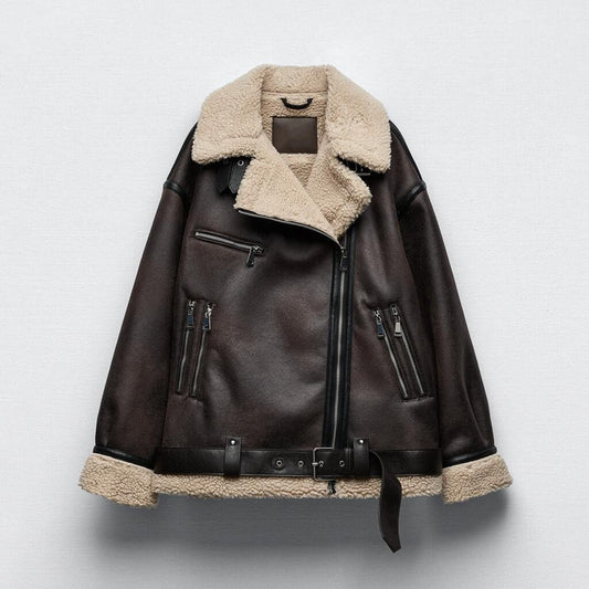 Suede Fur Motorcycle Jacket