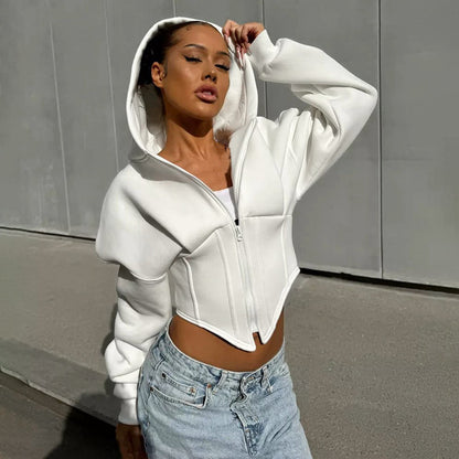 Corset Style Zipper Hoodie