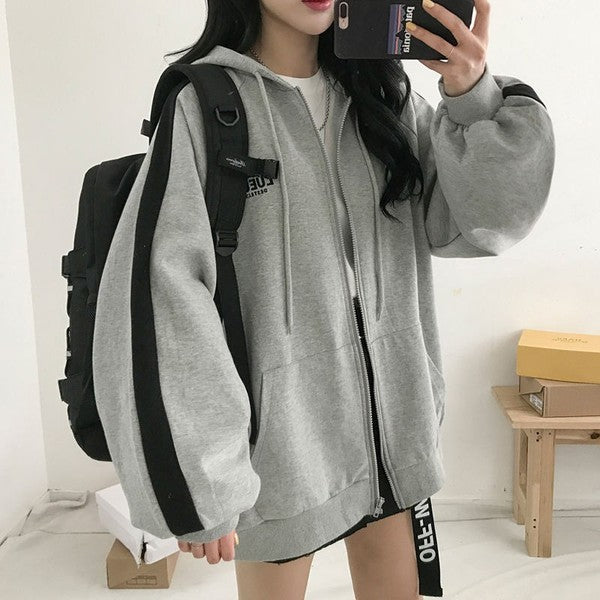 Loose Fleece Zipper Hoodie