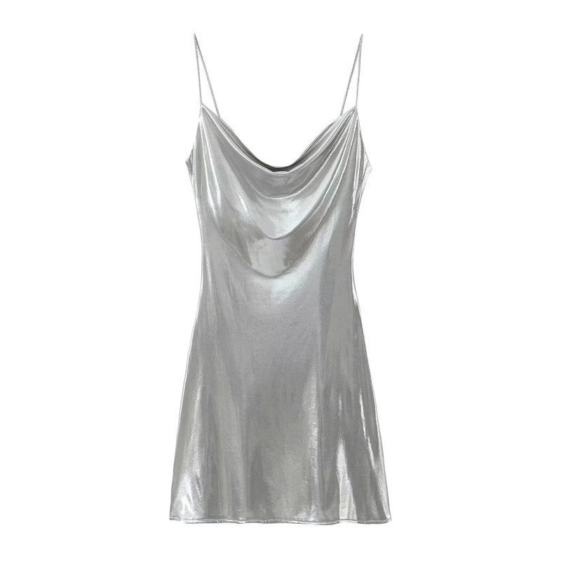 Low Metallic Sling Dress