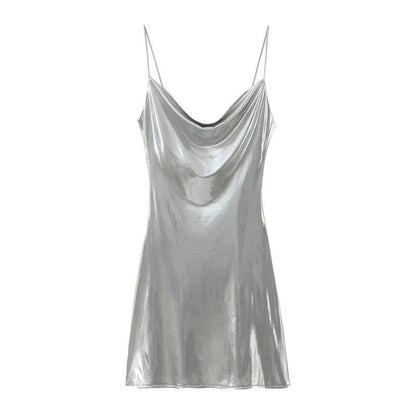 Low Metallic Sling Dress