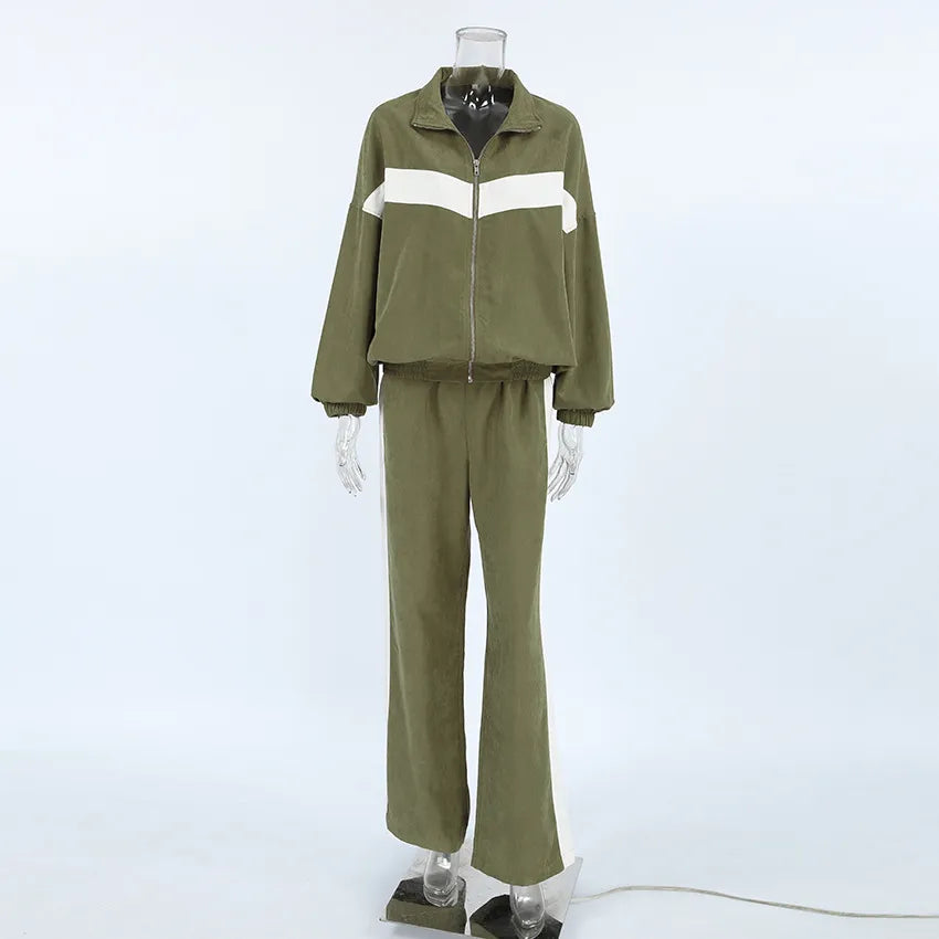Contrast Color Sports Pant Set