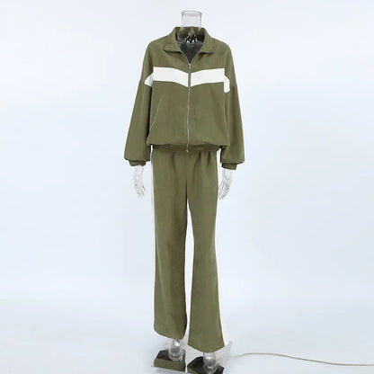 Contrast Color Sports Pant Set