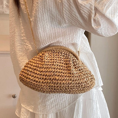 Cloud Woven Straw Chain Bag