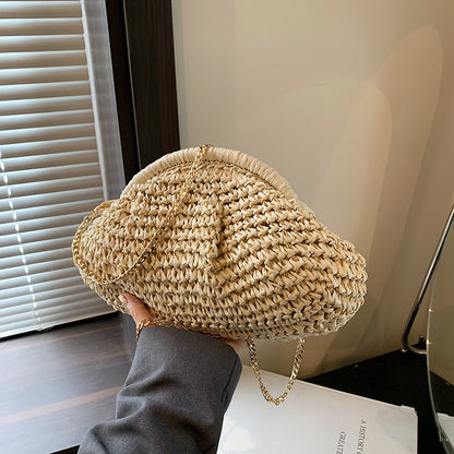 Cloud Woven Straw Chain Bag