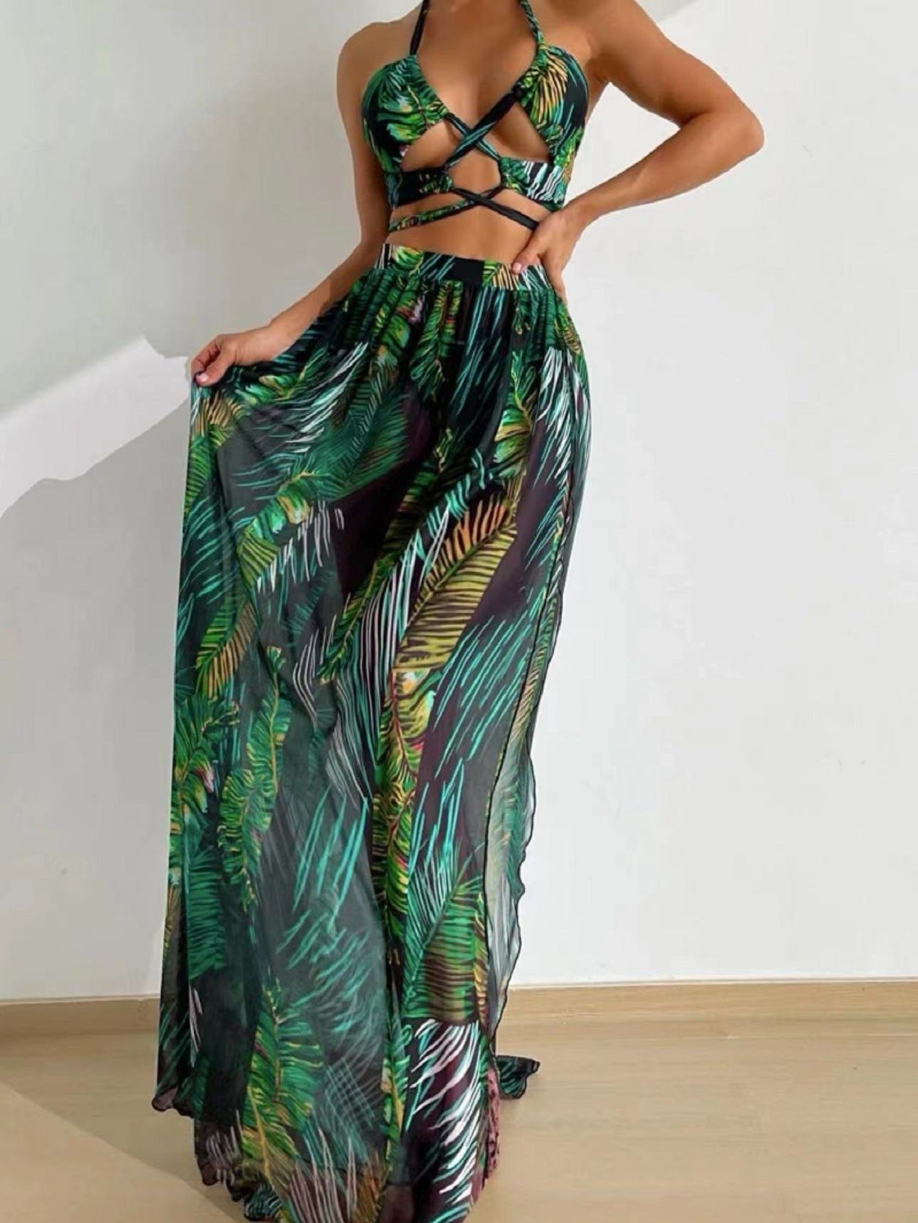 Three Piece Printed Long Skirt Set