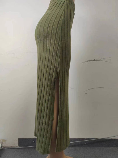 Long Skirt High Waist With Side Slit