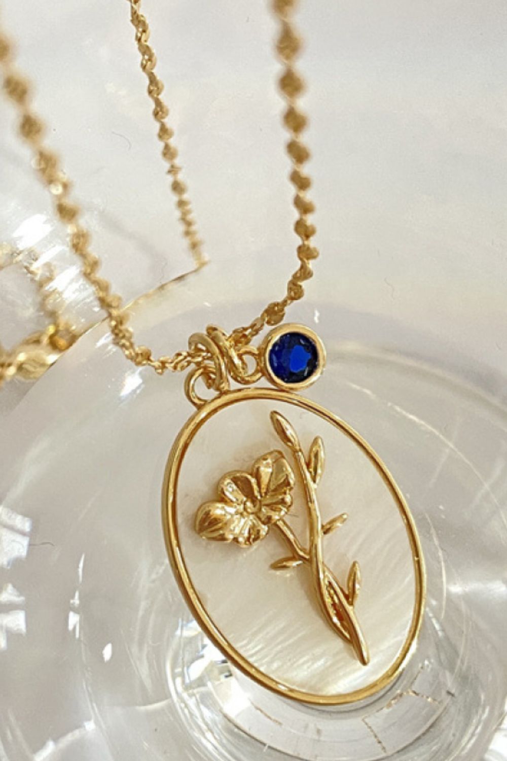 14K gold plated pendant necklaces with feminine floral design