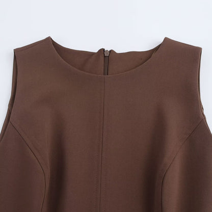 Round Neck Pleated Mini Dress