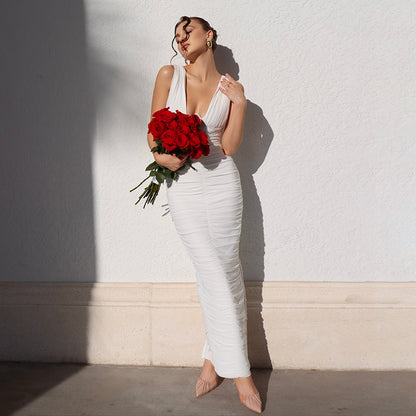 High-grade V-Ruched Dress