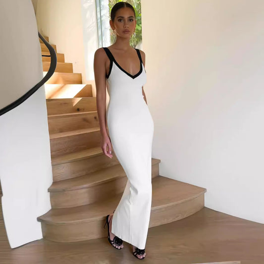 V-neck Knitted Sleeveless Split Dress