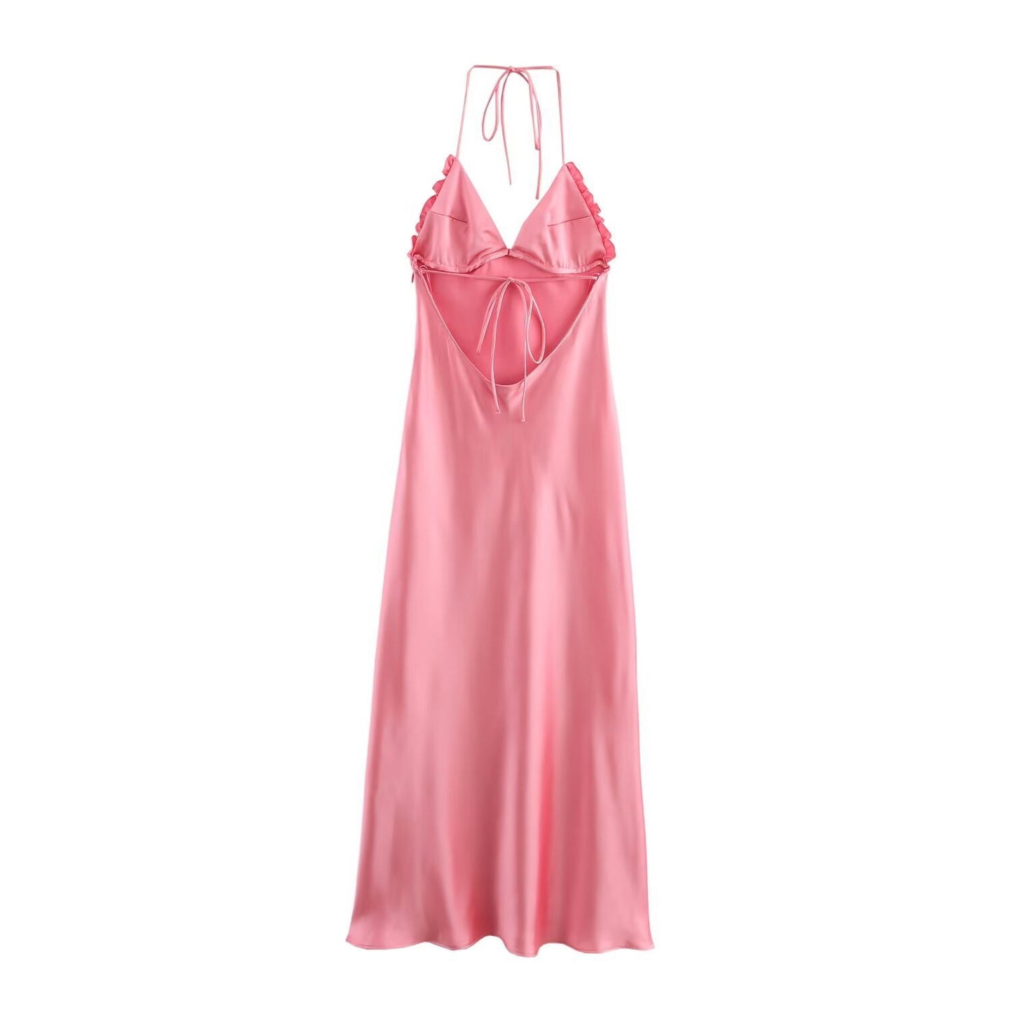 Silk Satin Texture Backless Dress