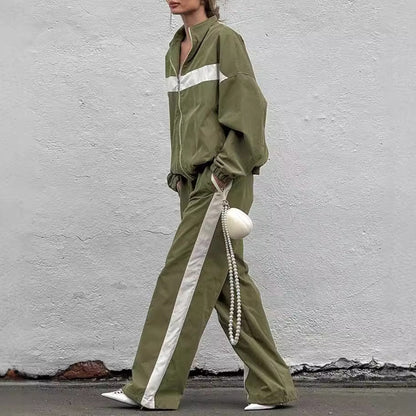 Contrast Color Sports Pant Set
