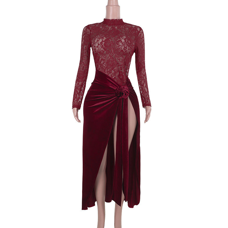 Lace Velvet Dress