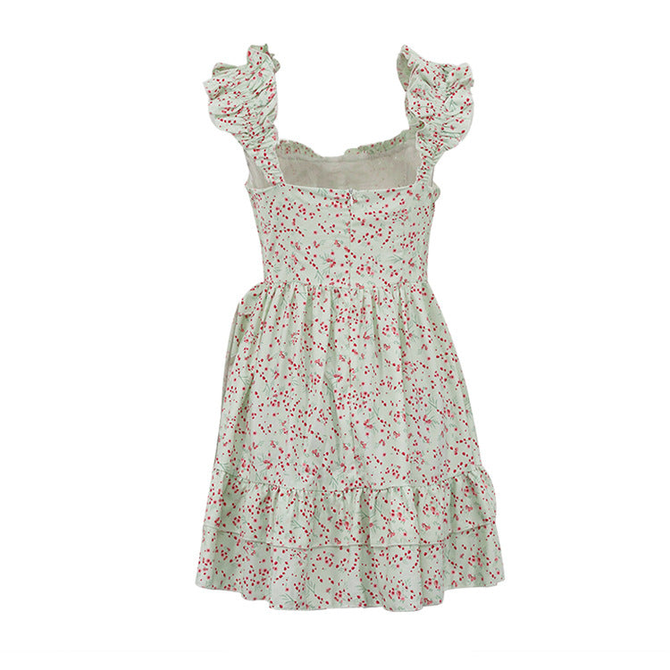 Asymmetric Floral Short Dress