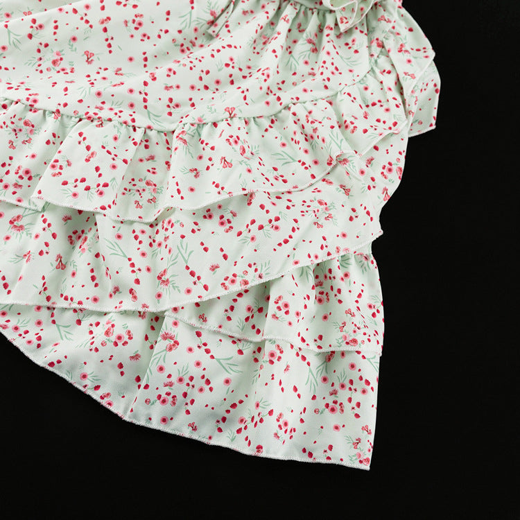 Asymmetric Floral Short Dress