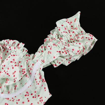 Asymmetric Floral Short Dress