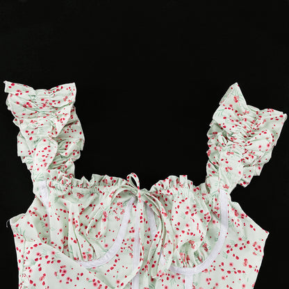 Asymmetric Floral Short Dress