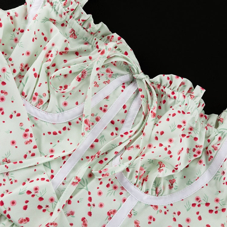 Asymmetric Floral Short Dress