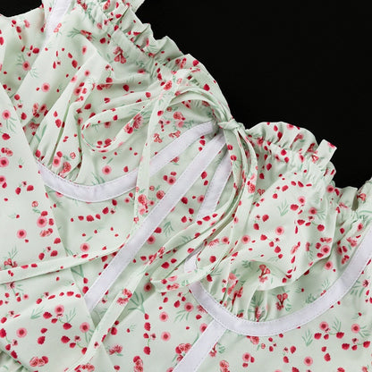 Asymmetric Floral Short Dress