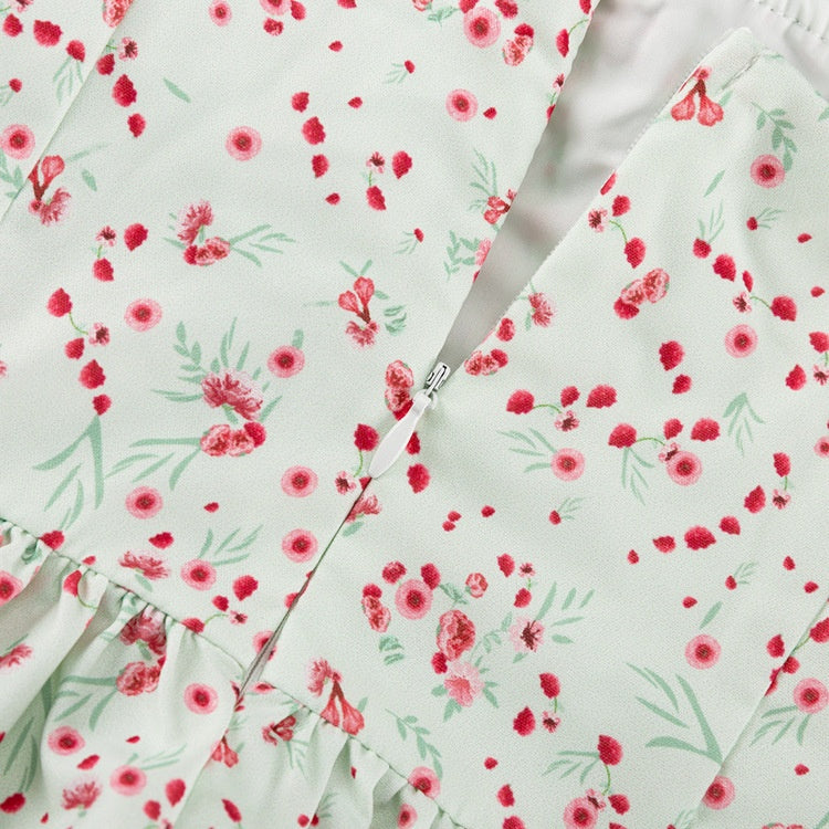 Asymmetric Floral Short Dress
