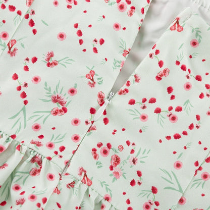 Asymmetric Floral Short Dress
