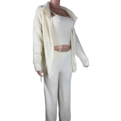 Knitted Wide-leg Pant Three-piece Set