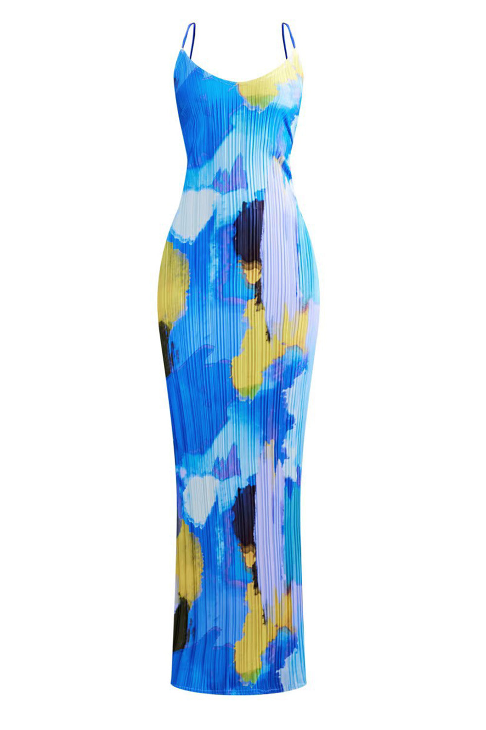 Blue Backless Maxi Cami Dress on white background