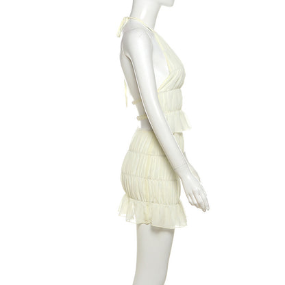 Bare Back Flounce Skirt Two-piece Set