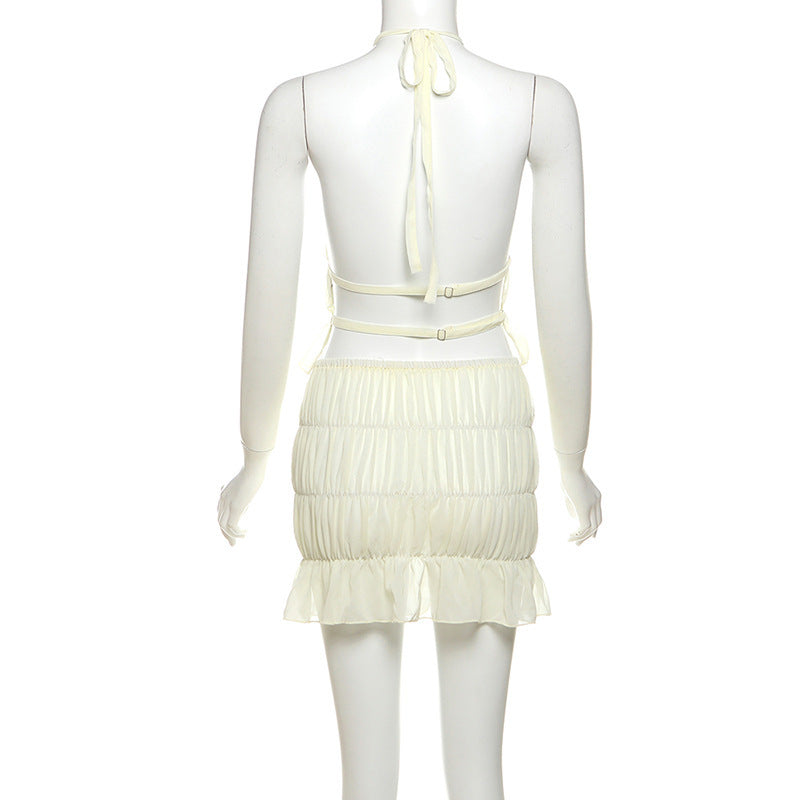 Bare Back Flounce Skirt Two-piece Set