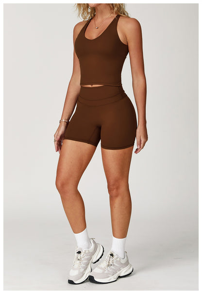 Brushed Tight Back High Waist Short Set