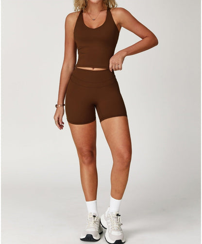 Brushed Tight Back High Waist Short Set