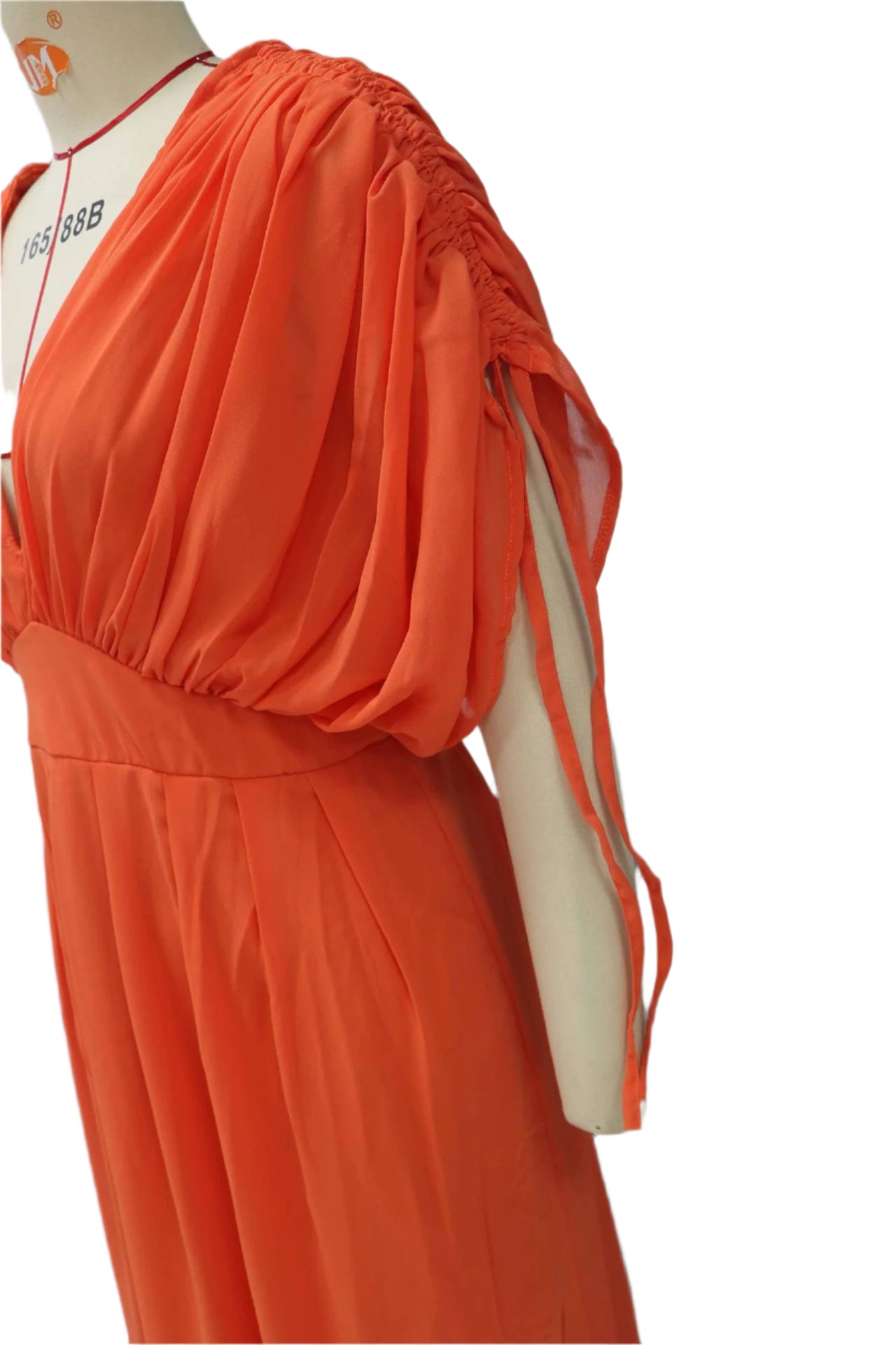 Chiffon V-neck Drawstring Swing Dress