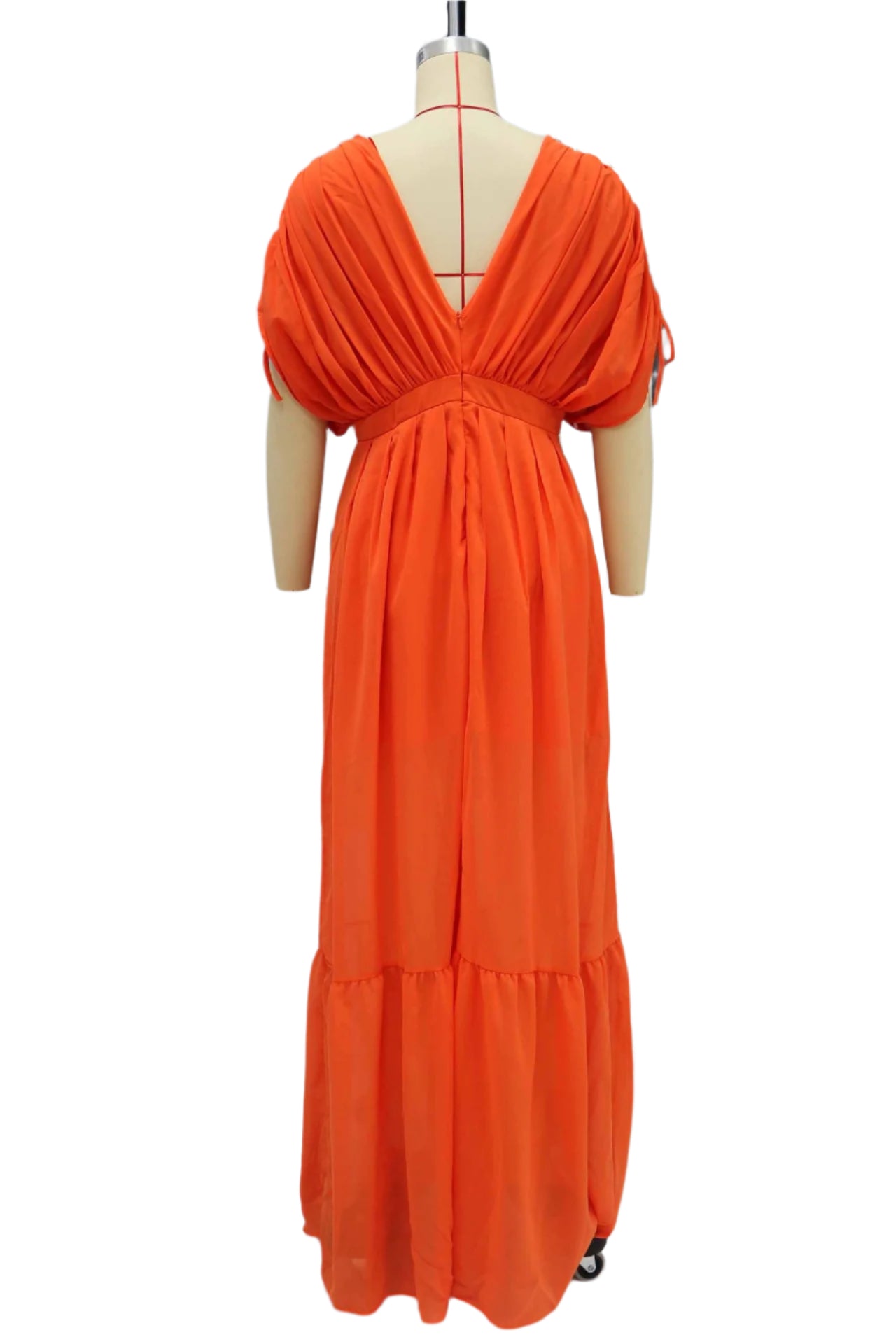 Chiffon V-neck Drawstring Swing Dress