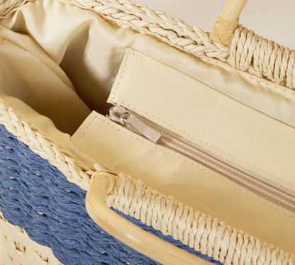 Contrast Basket Braided Bag