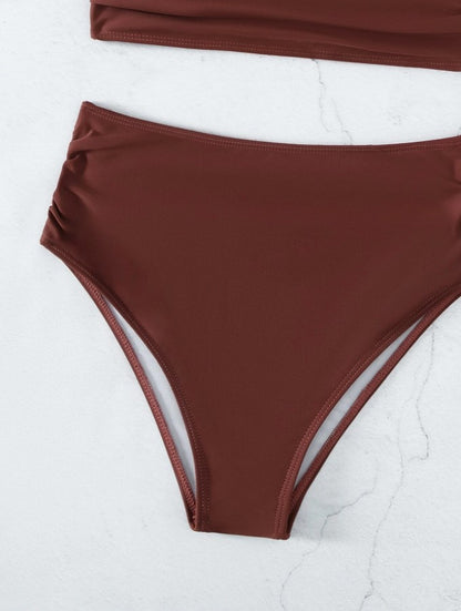 Cross-halterneck Pleated Bikini