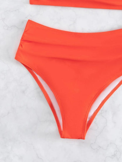 Cross-halterneck Pleated Bikini